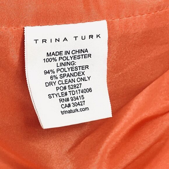 Trina Turk Off-the-Shoulder Dress Womens 8 Orange Mirador Cocktail Eveningwear - Picture 16 of 16